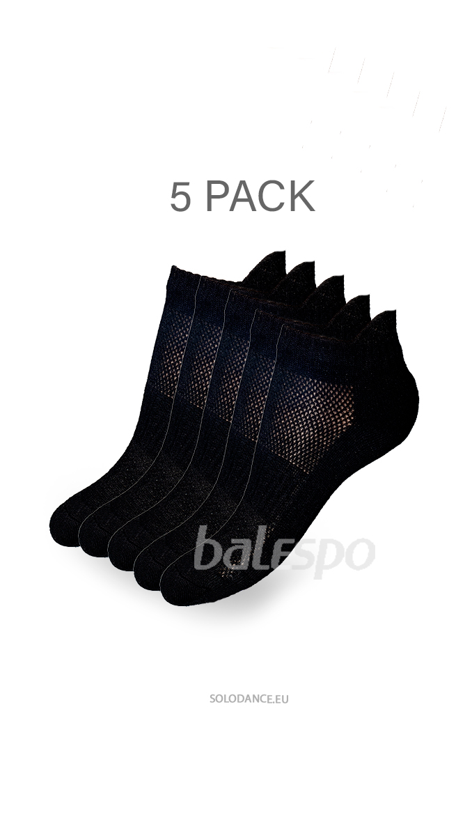 SADA 5 párov gymnastických ponožiek BALESPO Sport 18-PM (čierne) Veľ.: 26-28