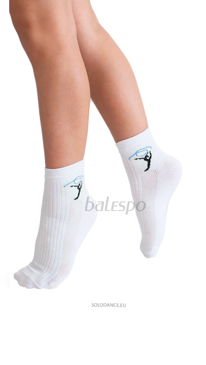Gymnastické ponožky s gymnastkou BALESPO A14-03 (biela-fialová) Veľ.: 35-38