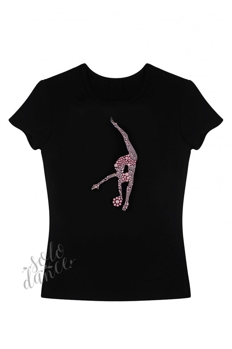 Gymnastické tričko s ružovými kamienkami.SOLO FN650.06 "Gymnastka s loptou"  vel'. 116