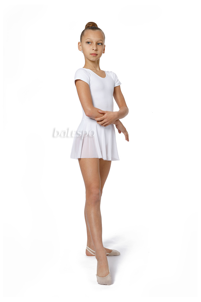 Baletný dres so sukničkou BALESPO BC 311-101 biely veľ. 36 (140)