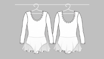 Detský baletný dres so sukničkou, detský baletný dres s 3/4 rukávom