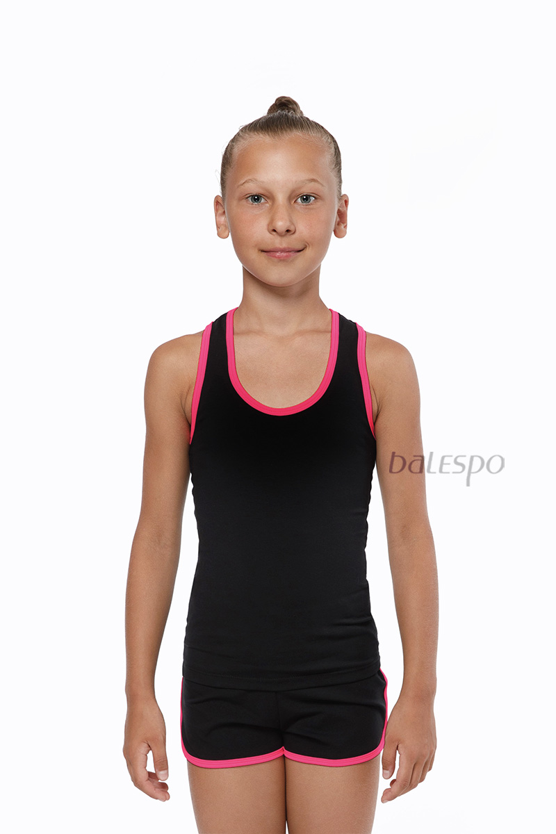 Gymnastické šortky BALESPO RGC 620-100.2 čierne s tyrkysovým lemom veľ 30 (122) 