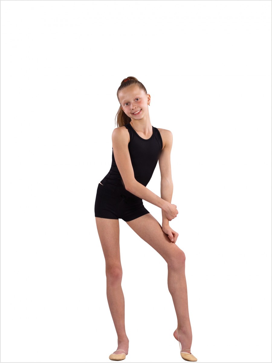 Krátke priliehavé gymnastické šortky SOLO FD760 čierne vel. 128