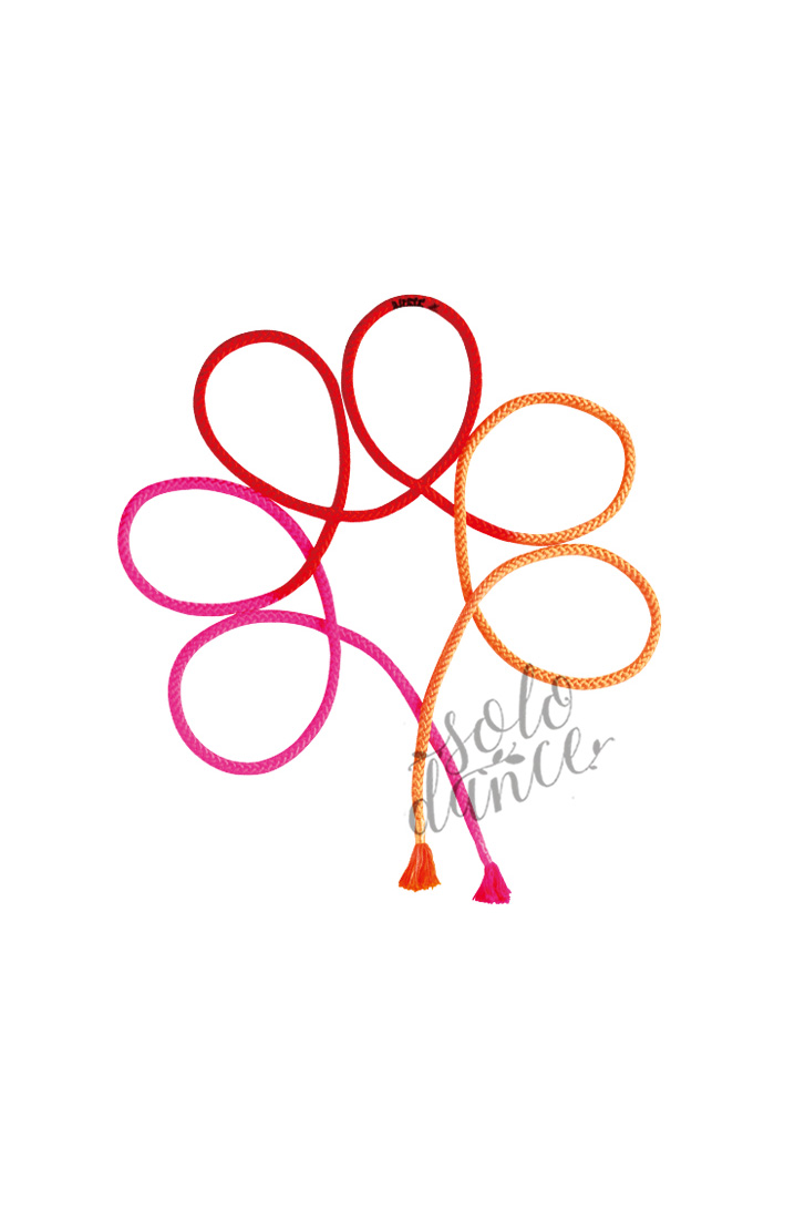 Trojfarebné gymnastické švihadlo SASAKI Tri-Color M-280G-F 3m COO x R x P (Coral Orange x Red x Pink) FIG