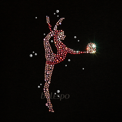 Gymnastické tričko s krátkymi rukávmi BALESPO BC210.2-100 čierne s ružovými kamienkami "Gymnastka s loptou" veľ. 42 (158)